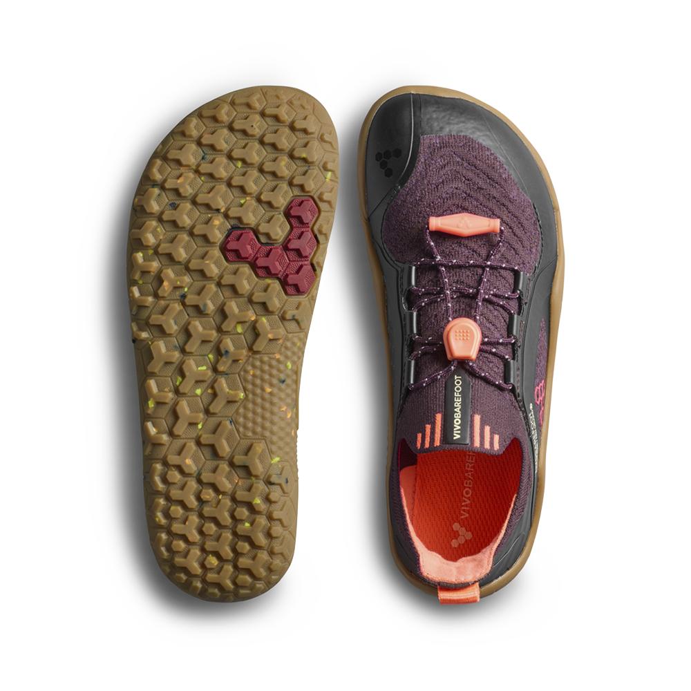 Vivobarefoot Primus Trail Knit FG Kids Huckleberry/ Molten Lava