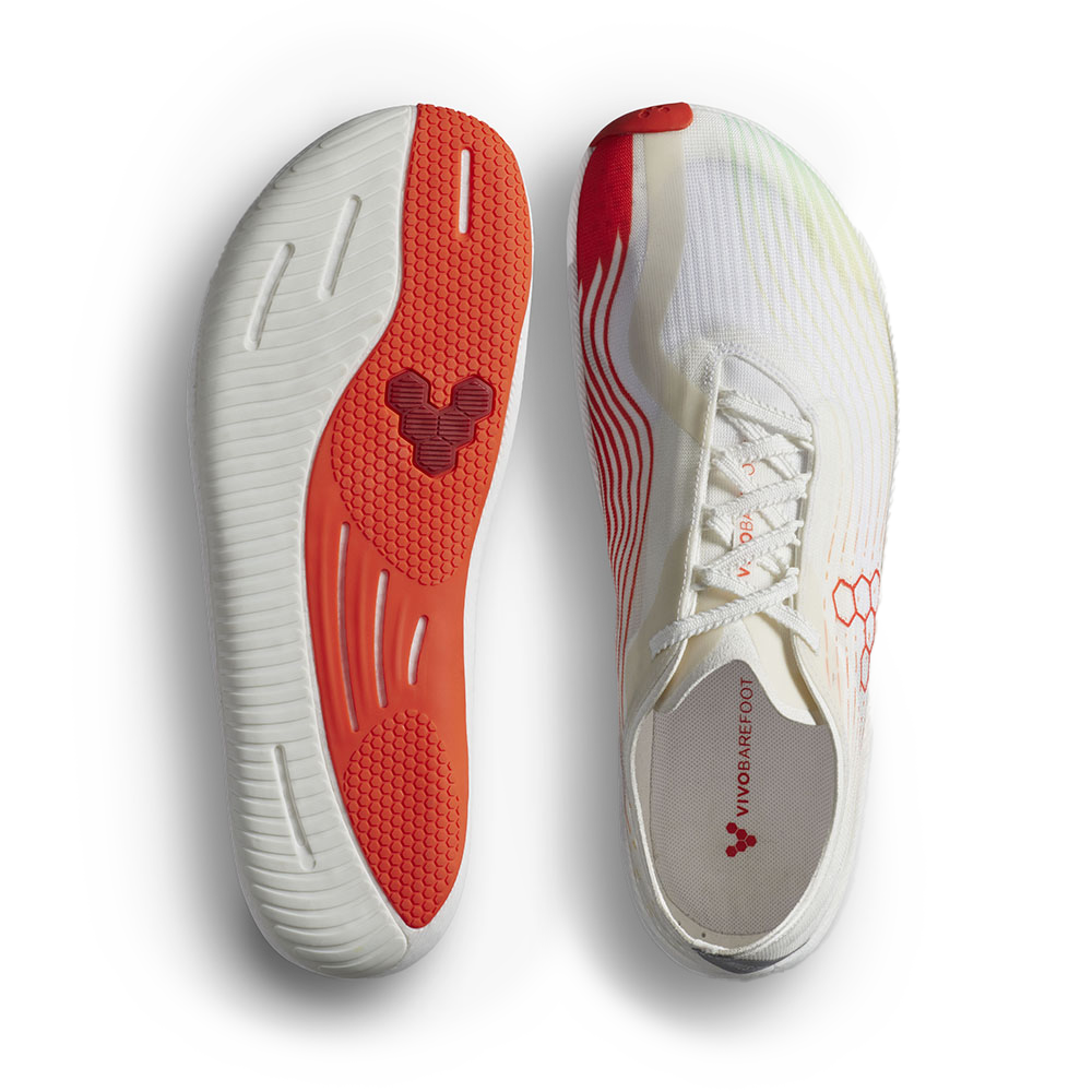 [PRE-ORDER]  Vivobarefoot Primus Flow Womens Bright White/ Neon Orange (ETA. LATE MARCH)
