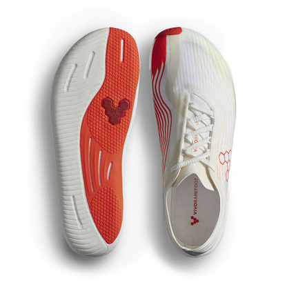 [PRE-ORDER]  Vivobarefoot Primus Flow Womens Bright White/ Neon Orange (ETA. LATE MARCH)