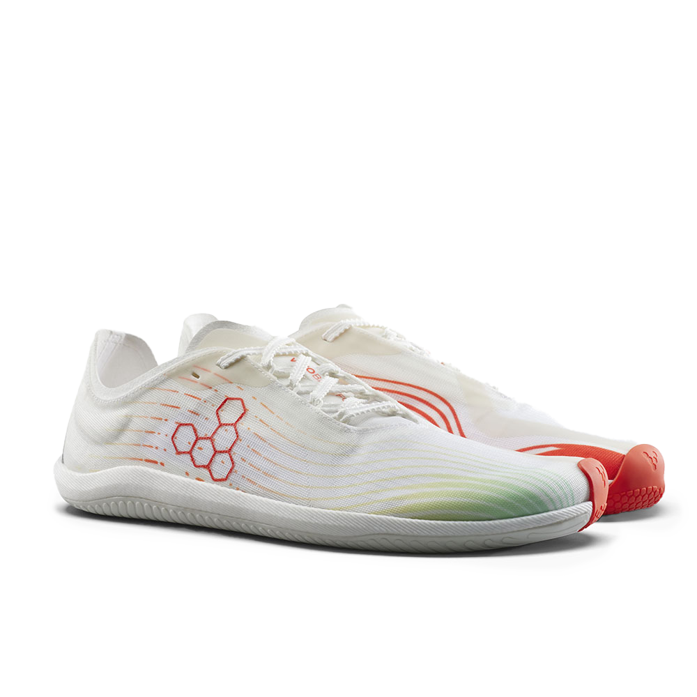 [PRE-ORDER]  Vivobarefoot Primus Flow Womens Bright White/ Neon Orange (ETA. LATE MARCH)