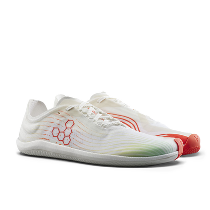 [PRE-ORDER]  Vivobarefoot Primus Flow Womens Bright White/ Neon Orange (ETA. LATE MARCH)