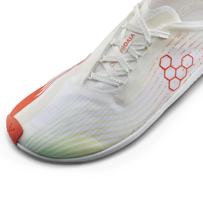 [PRE-ORDER]  Vivobarefoot Primus Flow Womens Bright White/ Neon Orange (ETA. LATE MARCH)