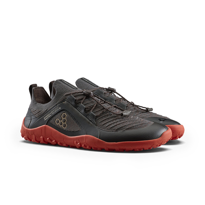 Vivobarefoot Primus Trail Knit FG Mens Obsidian/Cherry Tomato