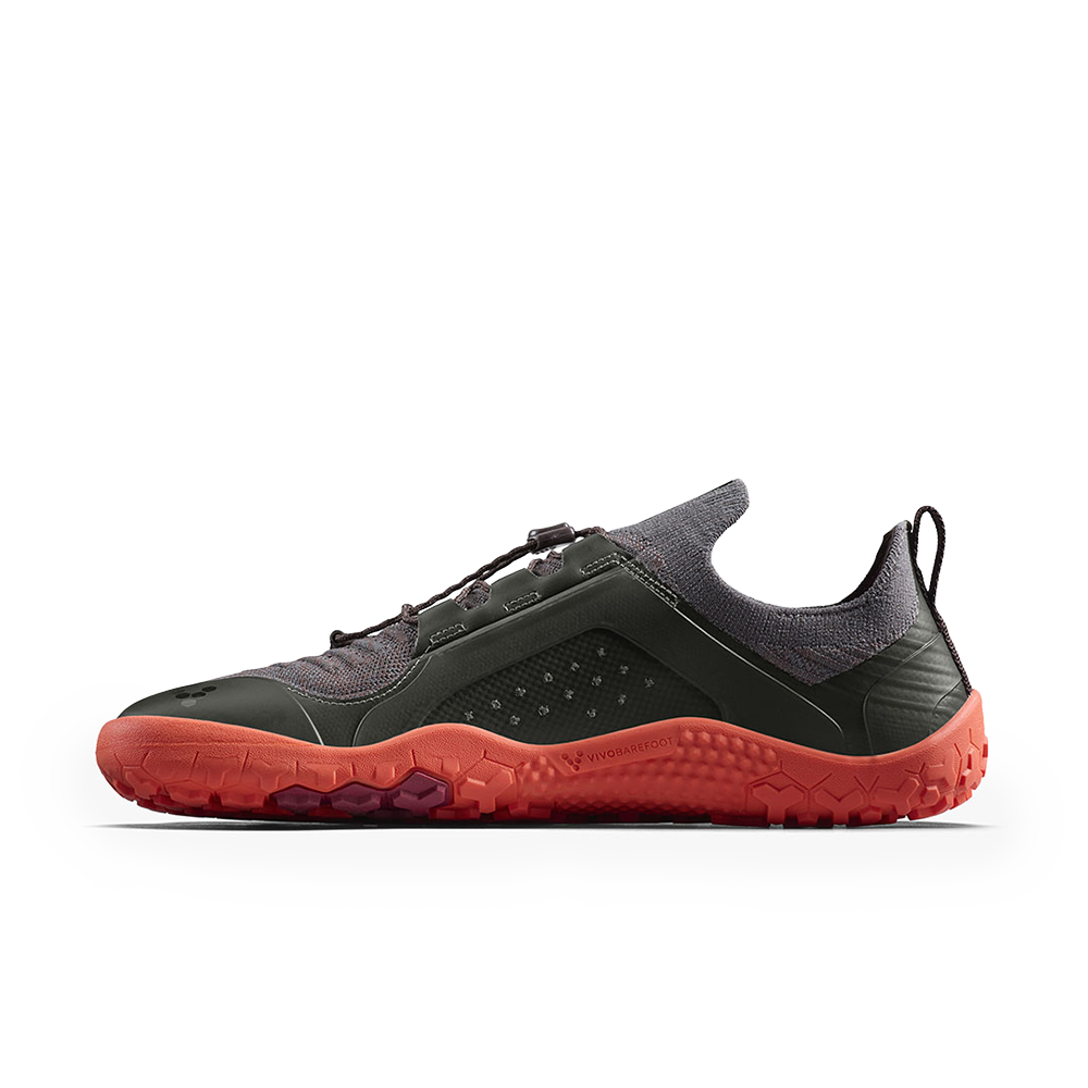 Vivobarefoot Primus Trail Knit FG Mens Obsidian/Cherry Tomato