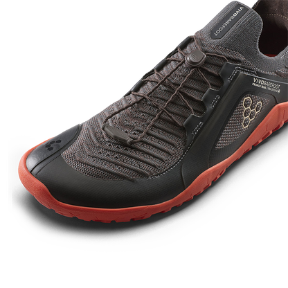 Vivobarefoot Primus Trail Knit FG Mens Obsidian/Cherry Tomato